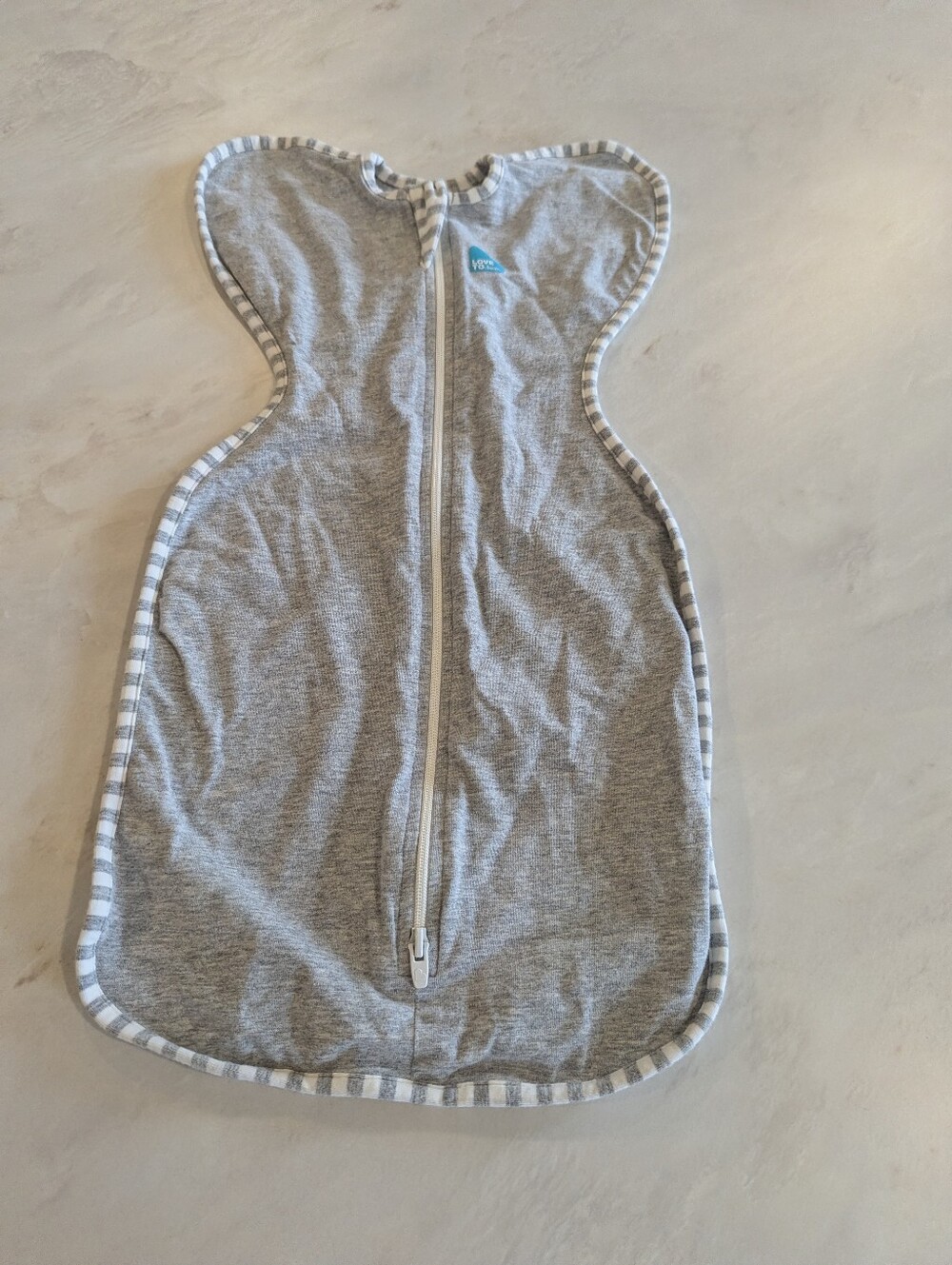 Love to dream Gray Striped-Trim Sleeveless Swaddle Sleep Sack Newborn